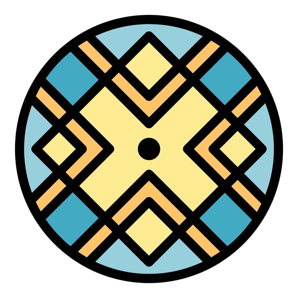 Alchemy circle icon color outline vector