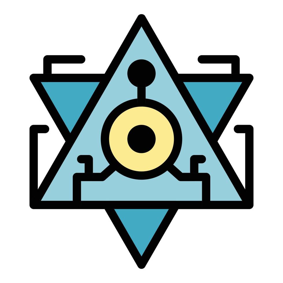Pyramid alchemy icon color outline vector