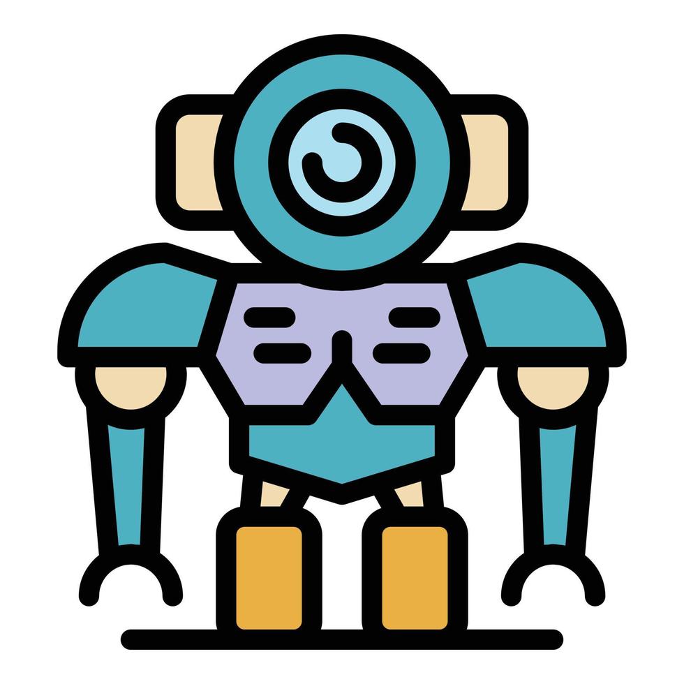 Futuristic robot icon color outline vector