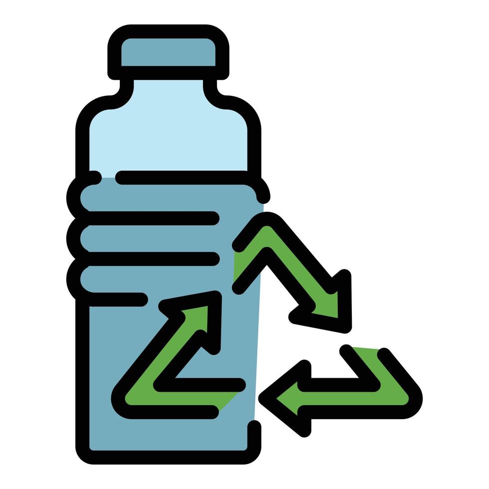 vector de contorno de color de icono de botella de reciclaje
