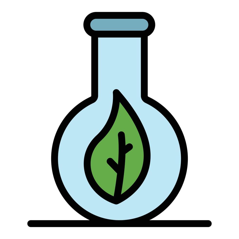 Eco glass flask icon color outline vector