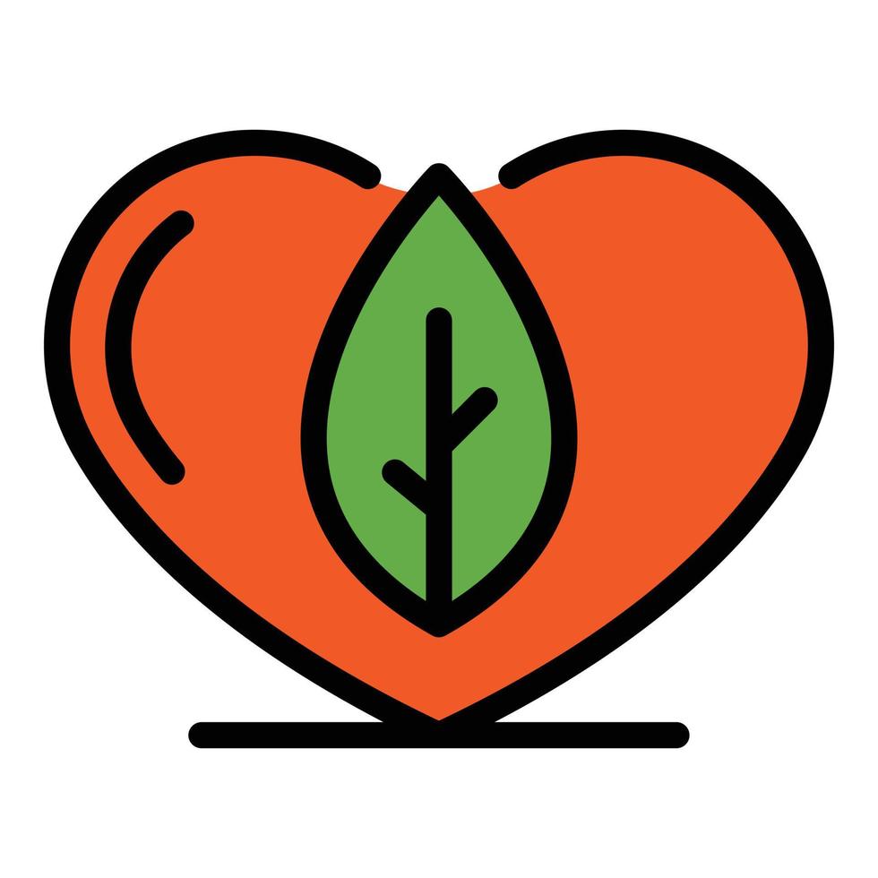 vector de contorno de color de icono de corazón de reciclaje ecológico