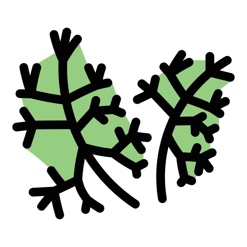 vector de contorno de color de icono de hojas de eneldo