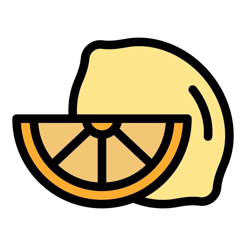 Slice lemon icon color outline vector