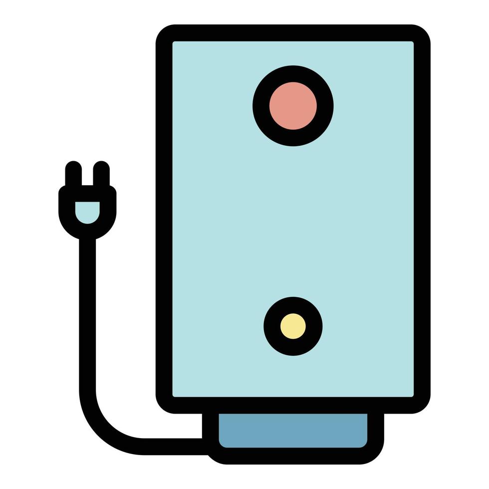 Electric boiler with plug icon color outline vector