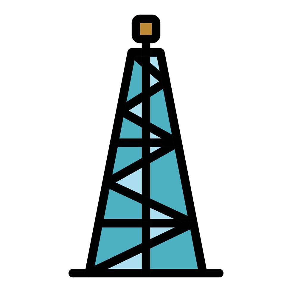 vector de contorno de color de icono de torre de aceite