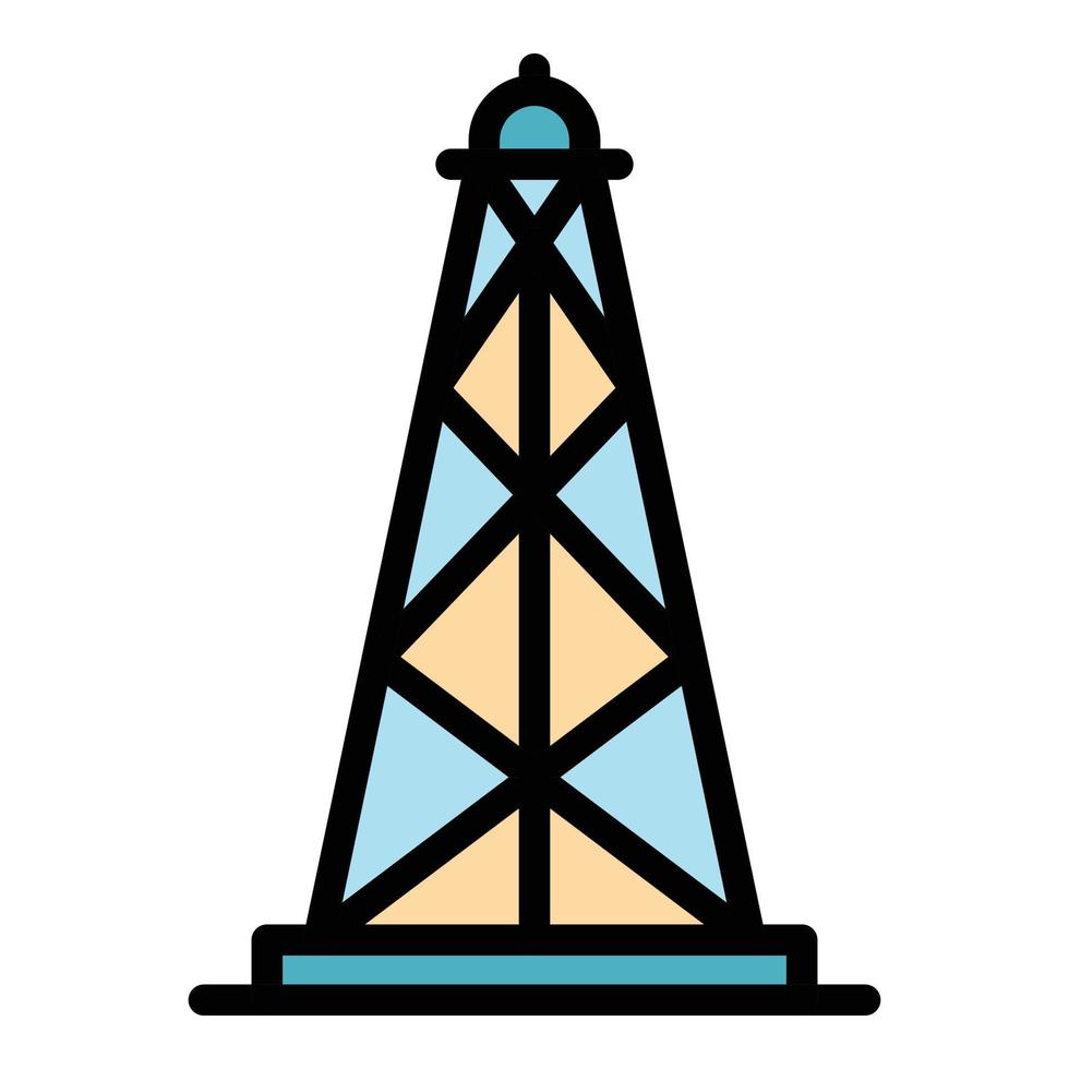 vector de contorno de color de icono de torre de perforación de petróleo