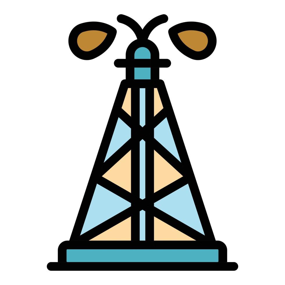 Oil gushing from the tower icon color outline vector