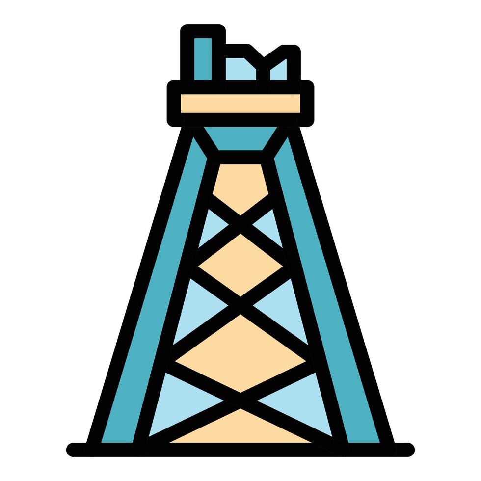 vector de contorno de color de icono de torre de perforación