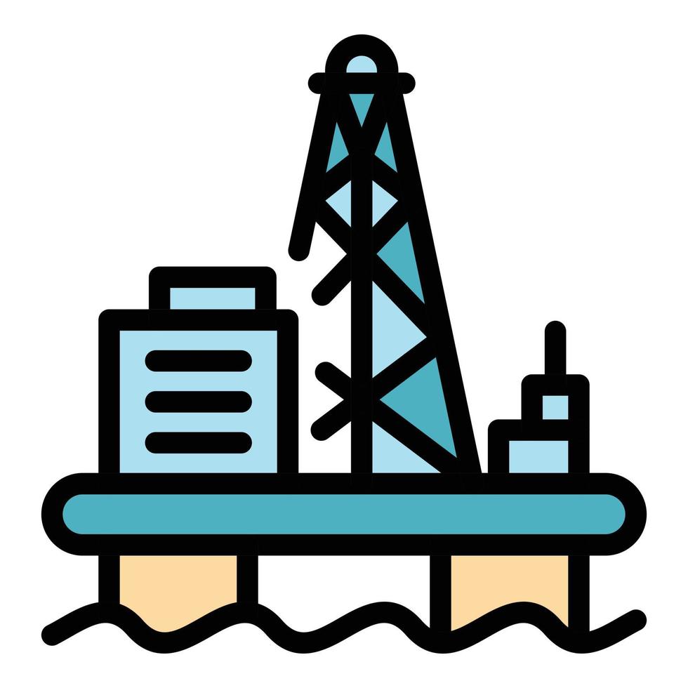 Offshore oil production icon color outline vector