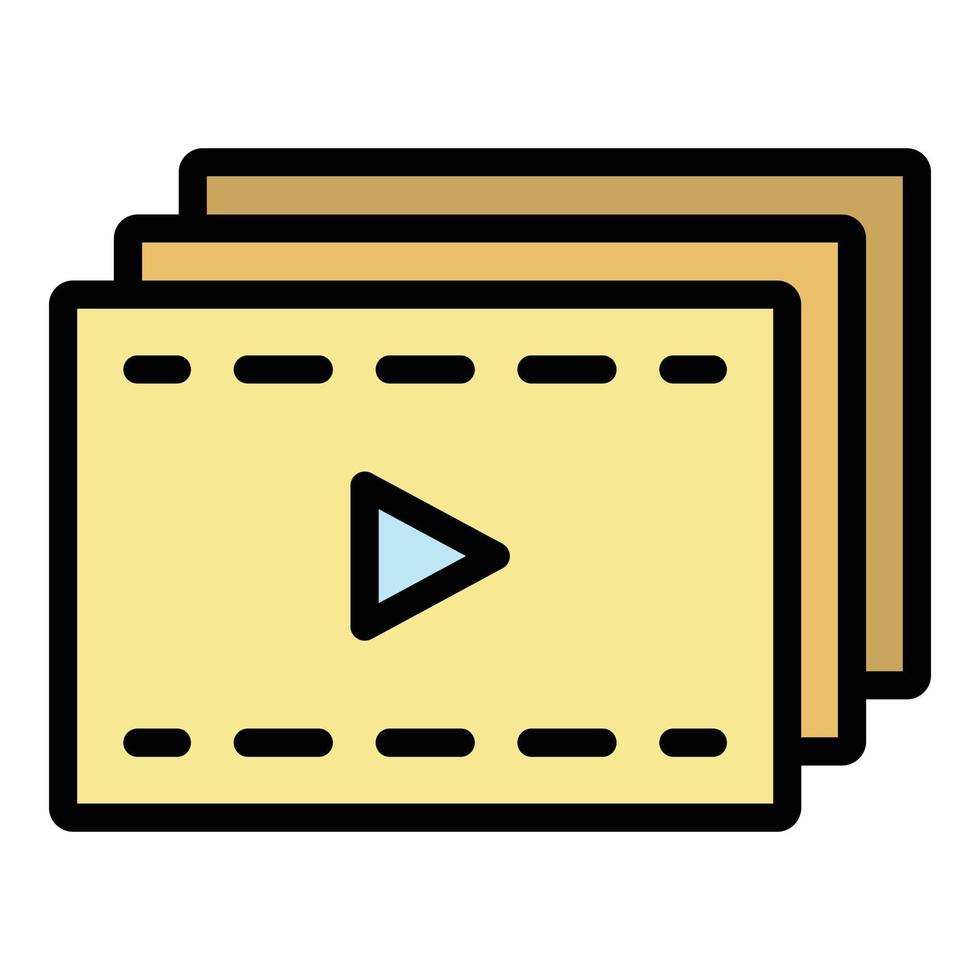 Video editor icon color outline vector