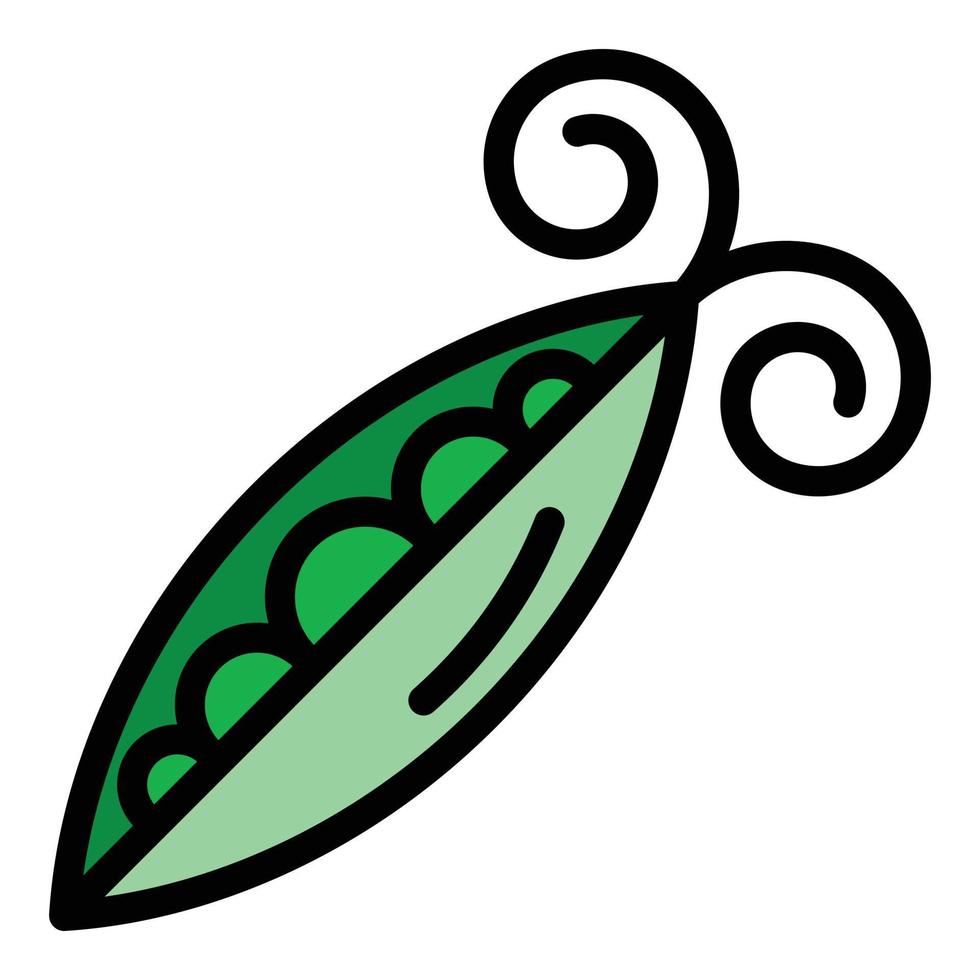 Vegetable peas icon color outline vector