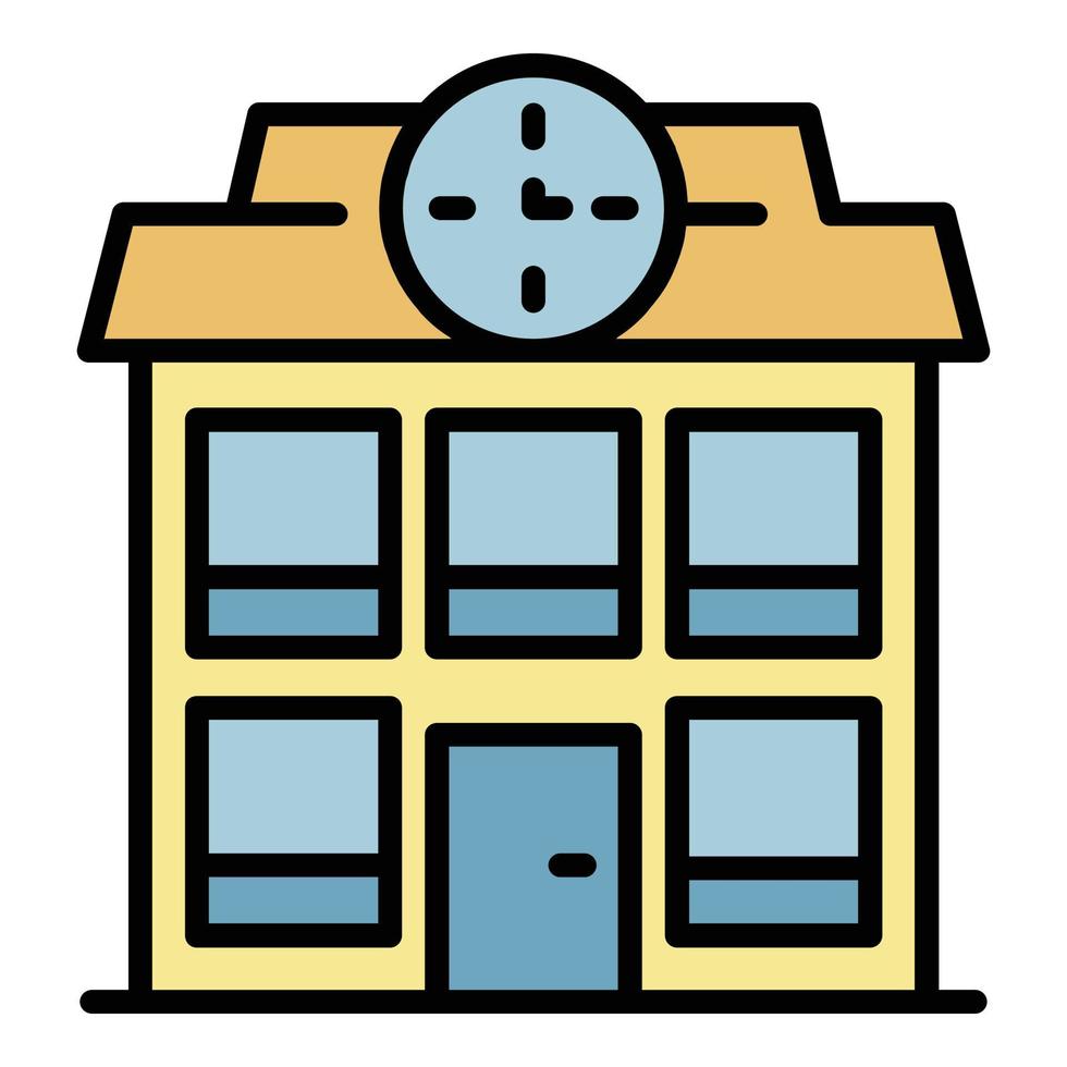 School building icon color outline vector