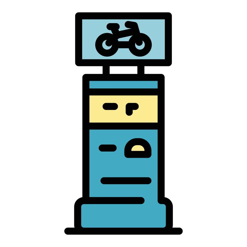 Kiosk bike rent icon color outline vector
