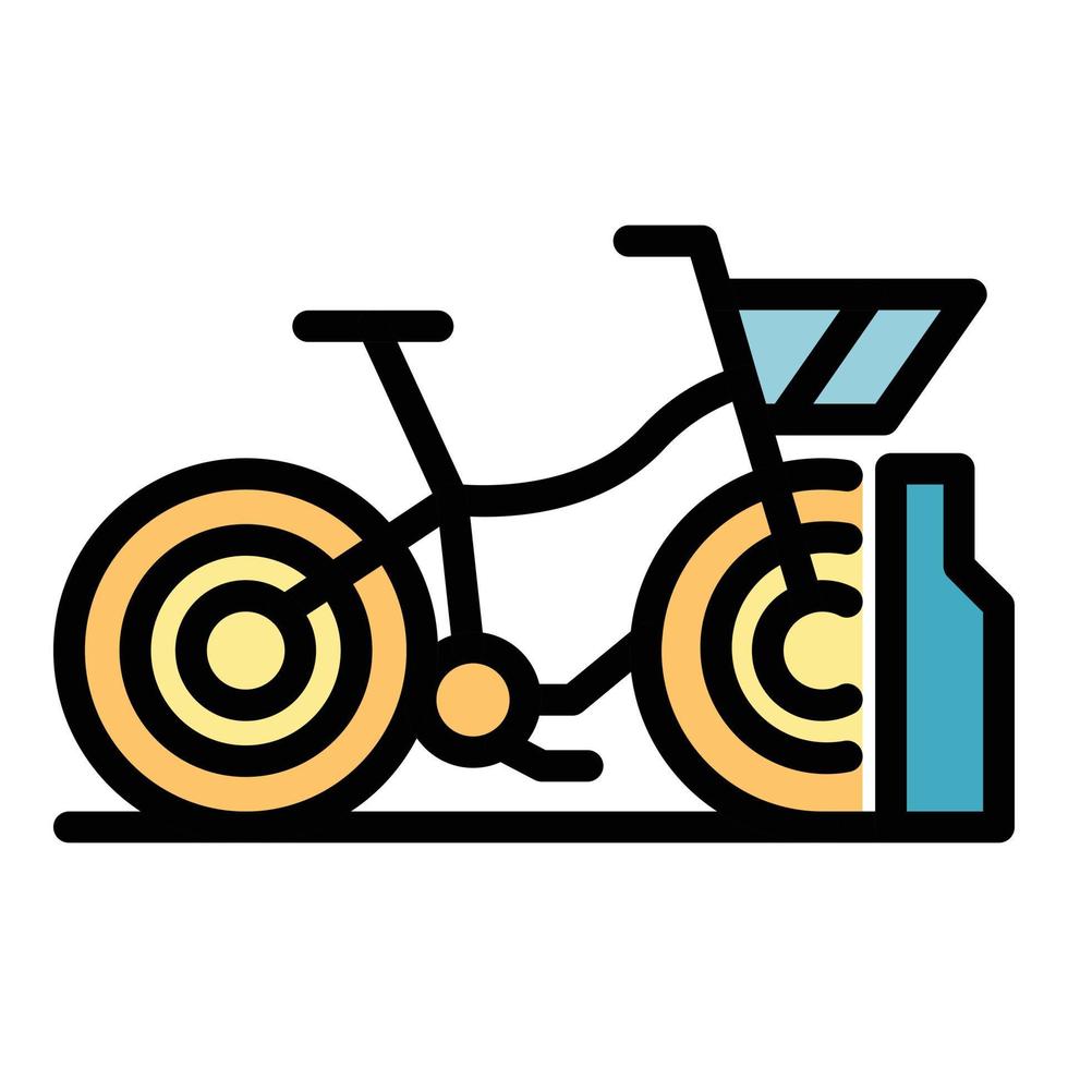 vector de contorno de color de icono de alquiler de bicicletas de negocios