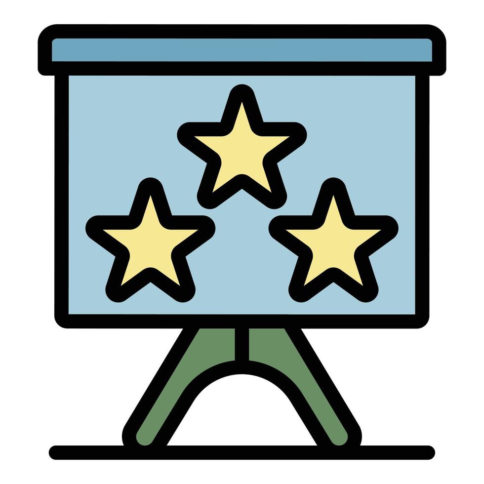 Three stars on a flipchart icon color outline vector
