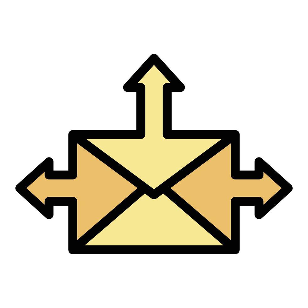 Envelope with arrows icon color outline vector