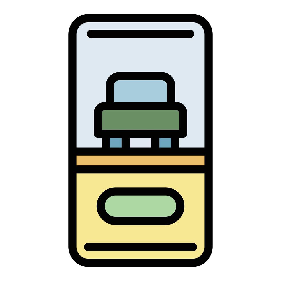Order taxi from smartphone icon color outline vector
