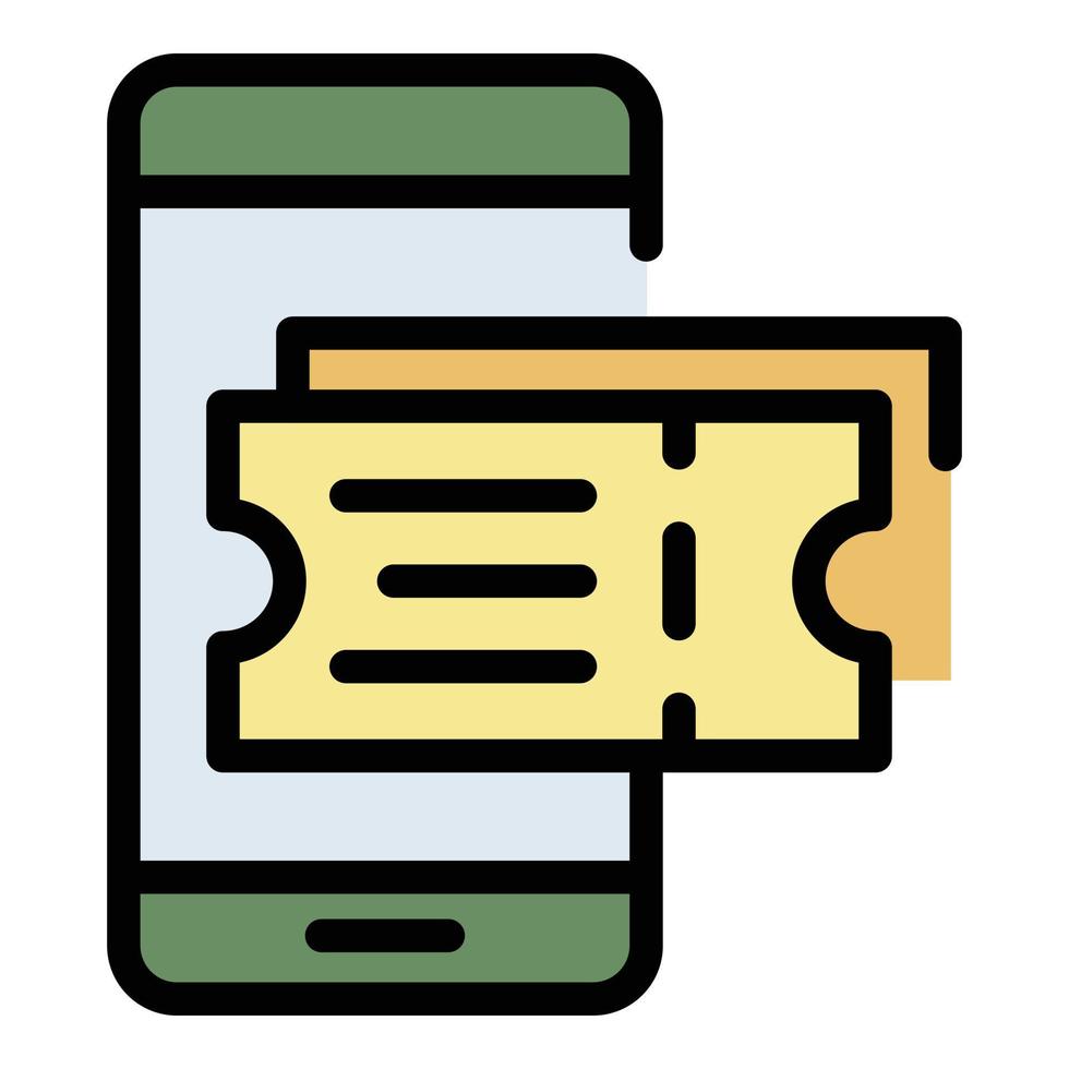 Phone boxing tickets icon color outline vector