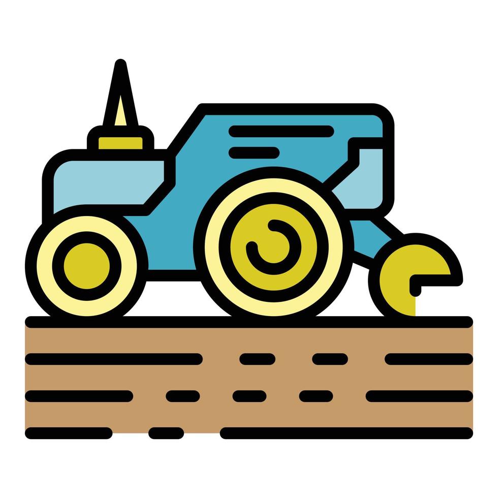 vector de contorno de color de icono de tractor inteligente