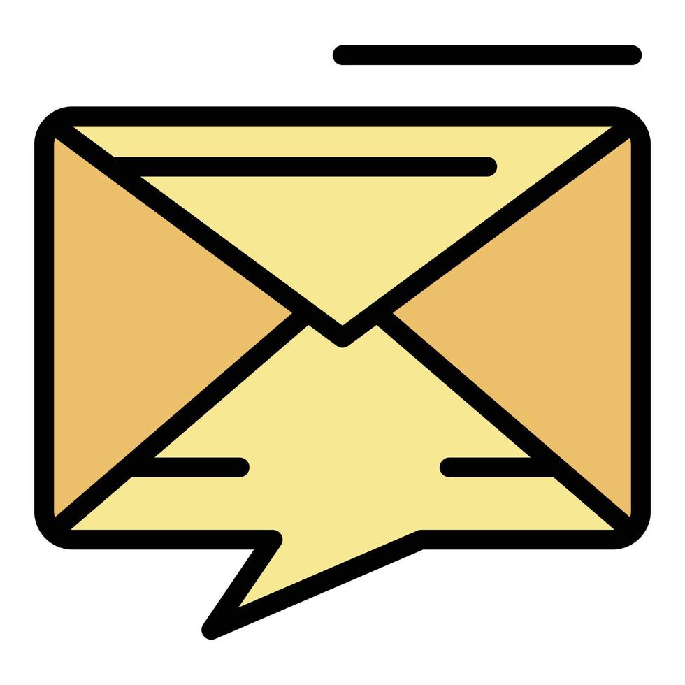 Chat bubble envelope icon color outline vector