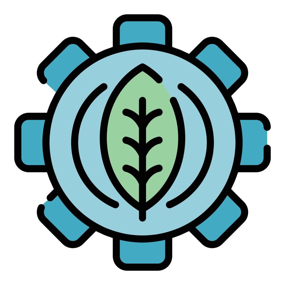 Eco leaf farm gear icon color outline vector