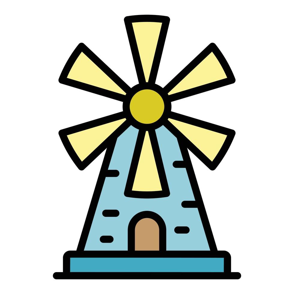 Windmill icon color outline vector