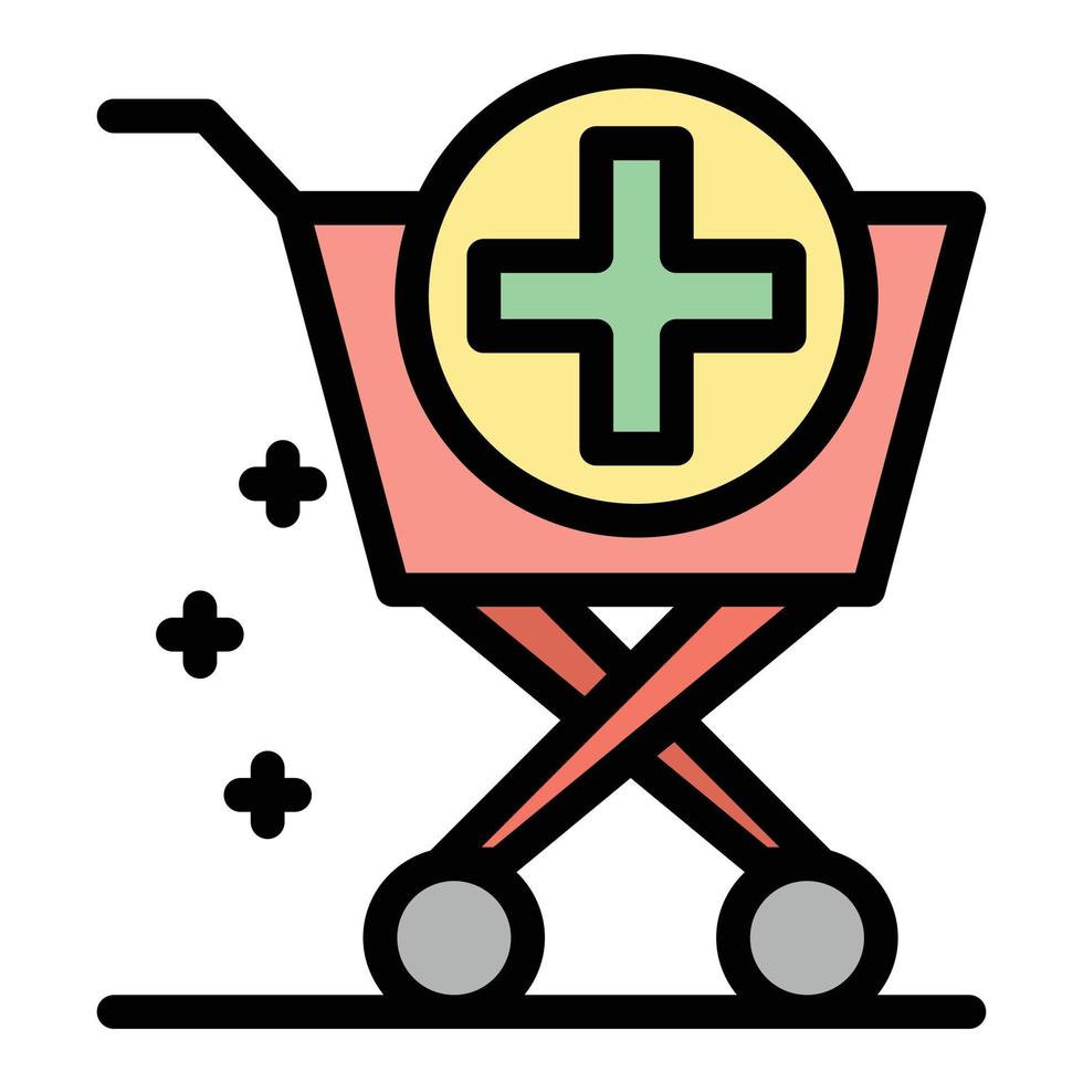 vector de contorno de color de icono de carrito de farmacia