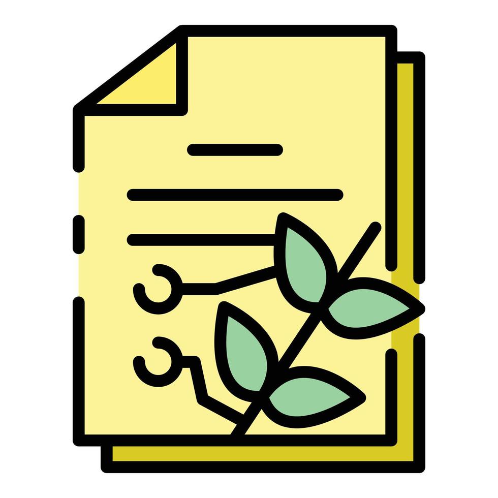 Smart document plant icon color outline vector