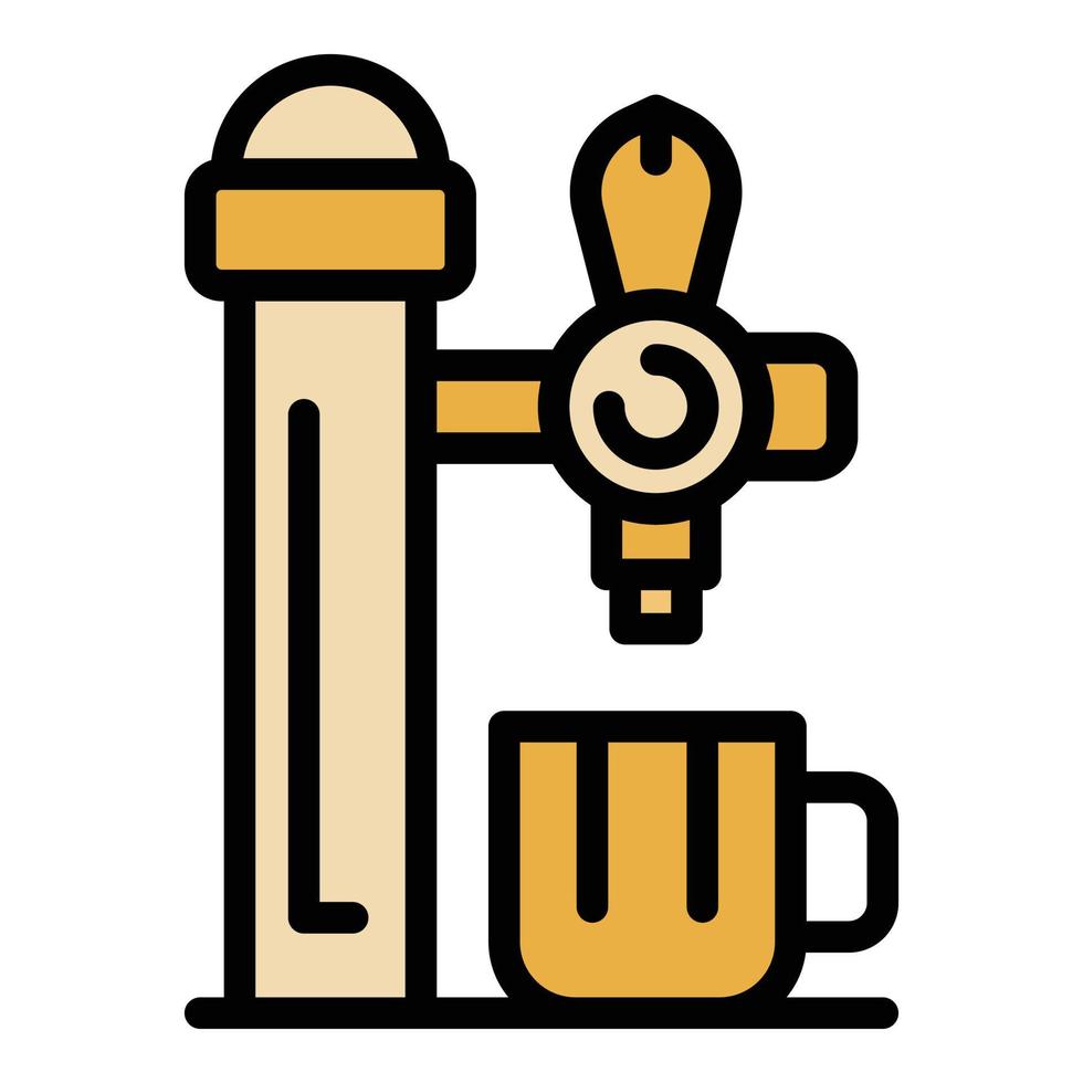 Beer mug under the tap icon color outline vector
