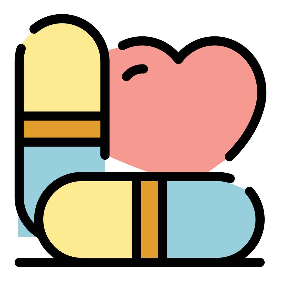 Heart and capsules icon color outline vector