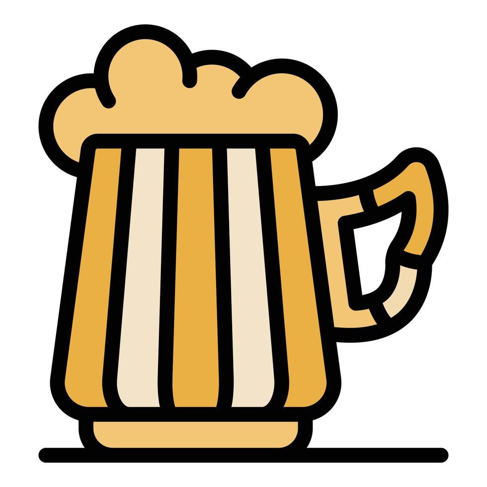 vector de contorno de color de icono de jarra grande de cerveza
