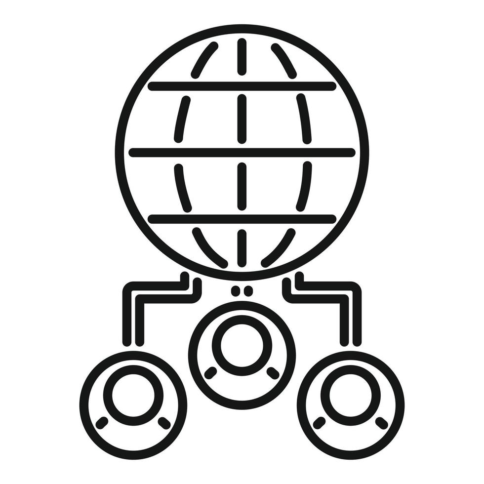 Global customer database icon outline vector. Crm data vector