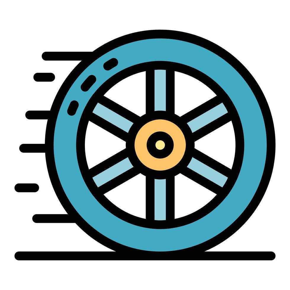 Car wheel icon color outline vector