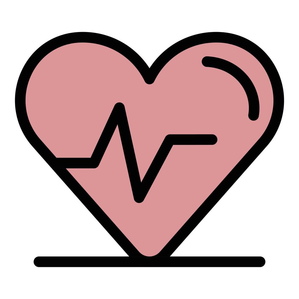 Heart rhythm icon color outline vector