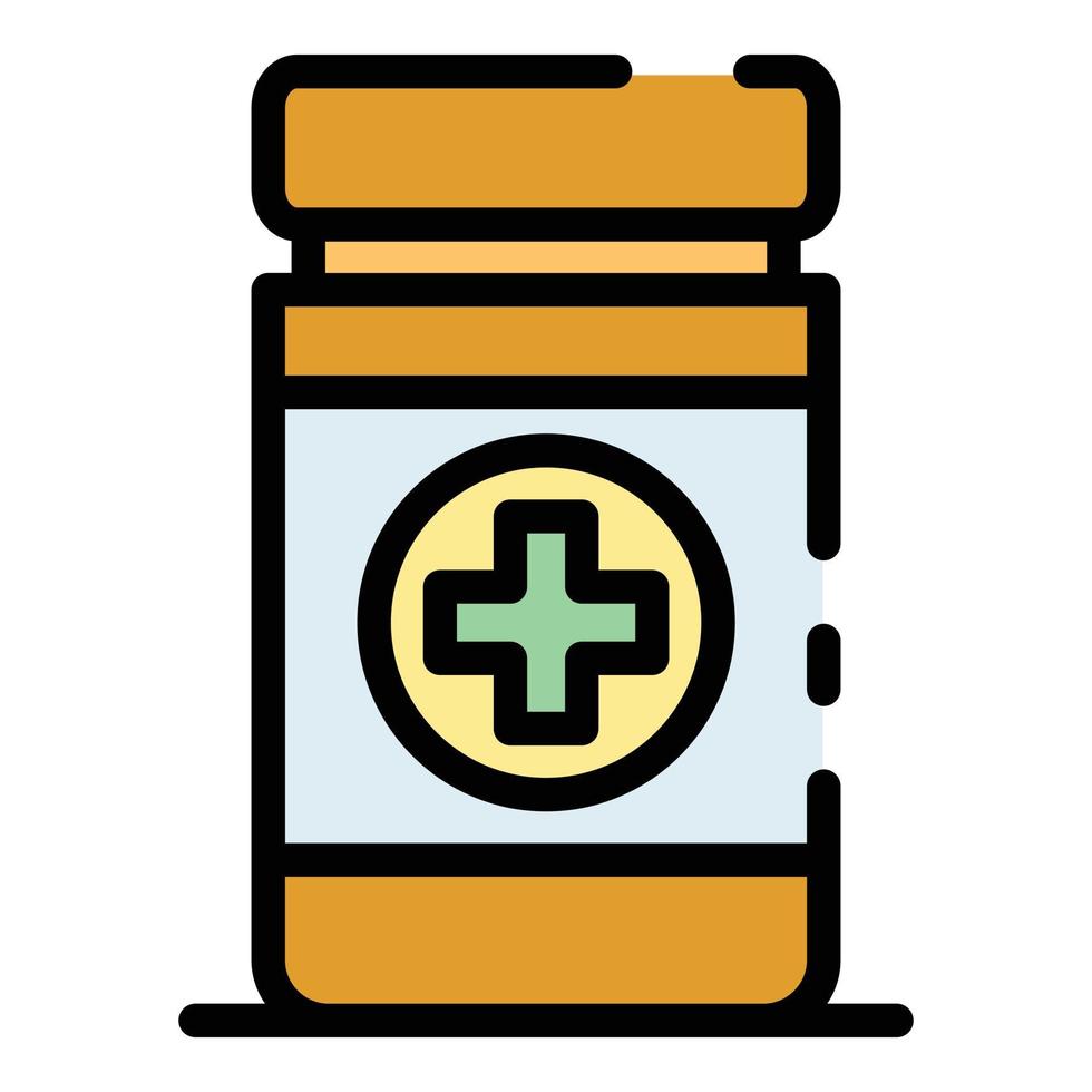 Plastic bottle with pills icon color outline vector