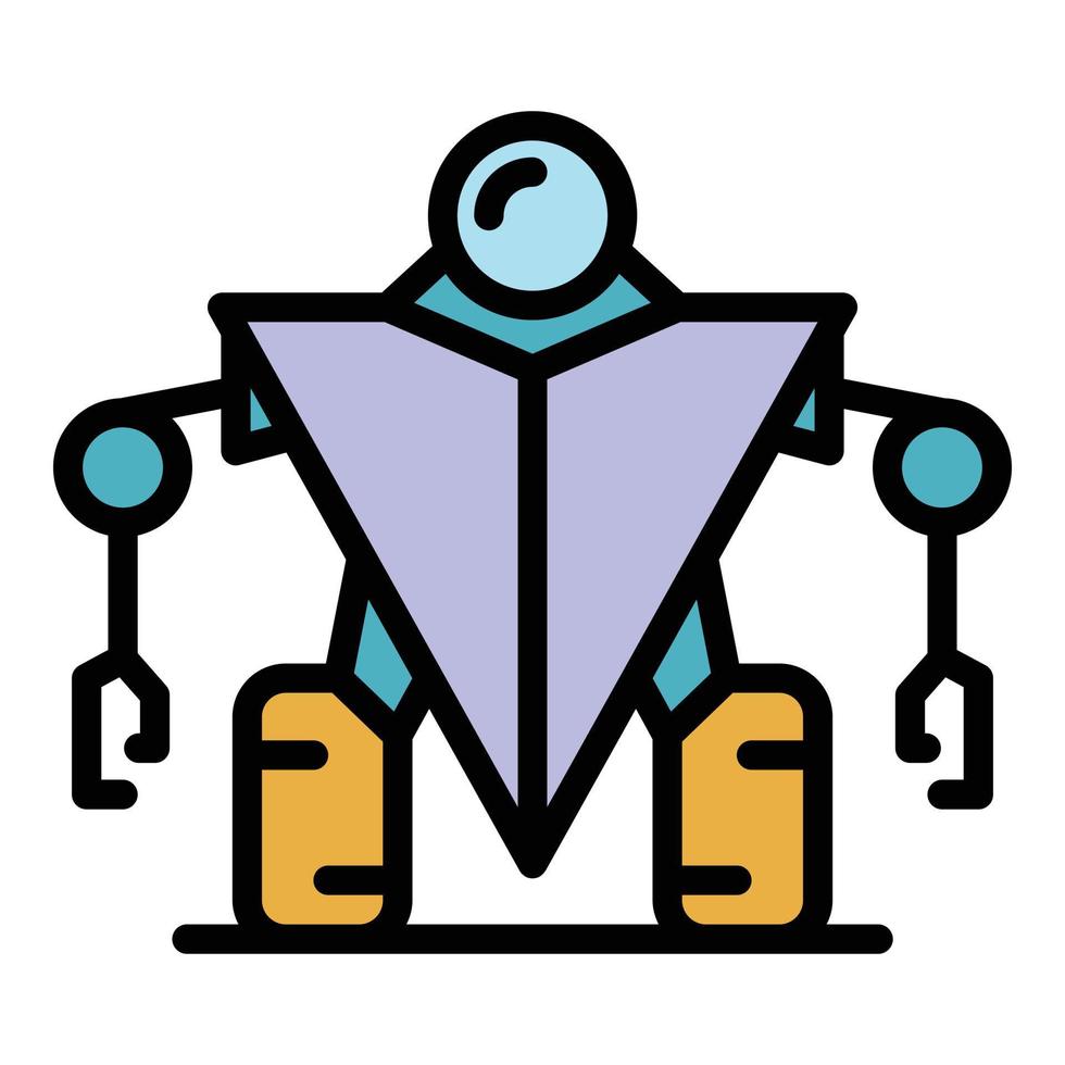 Guard robot icon color outline vector