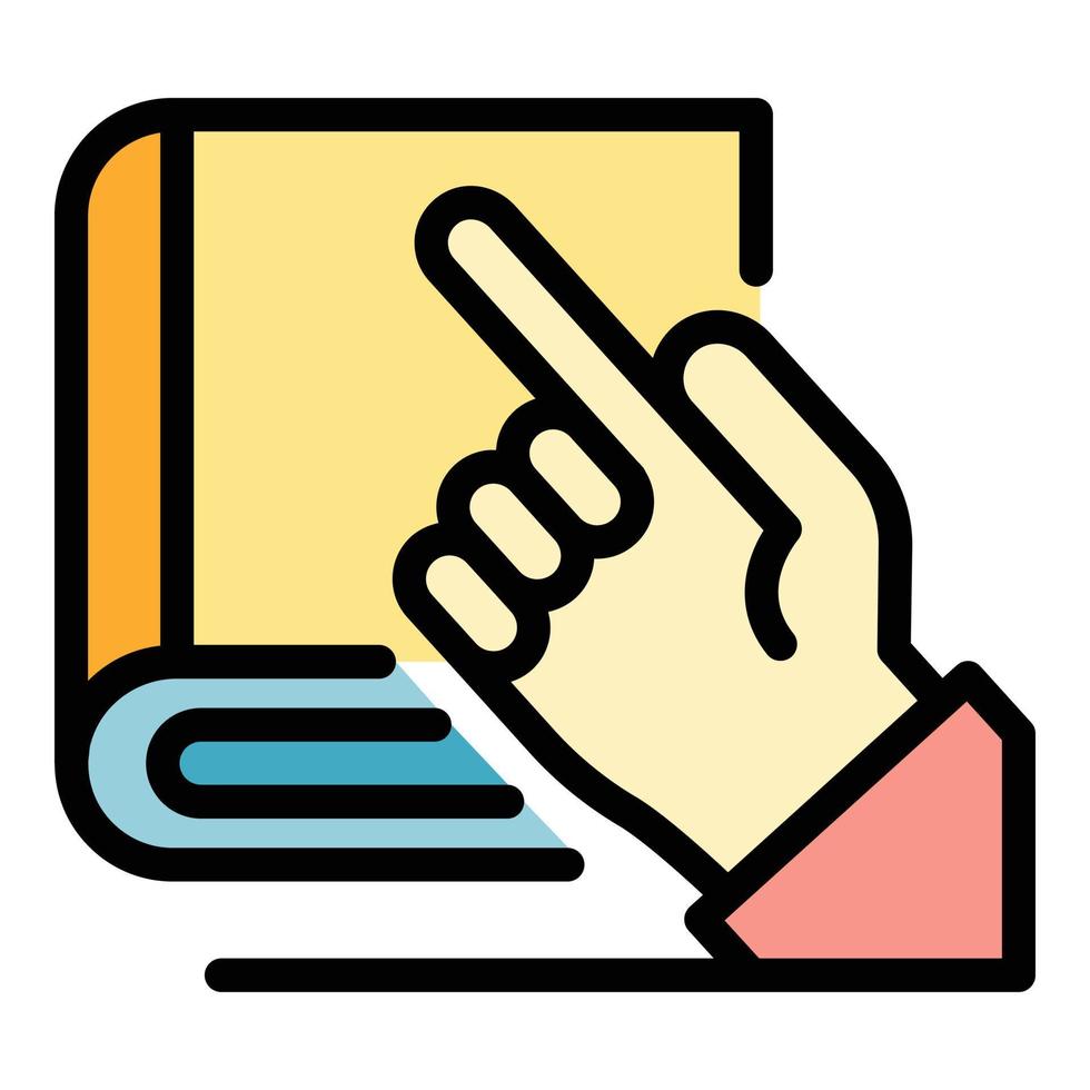 Hand and book of laws icon color outline vector