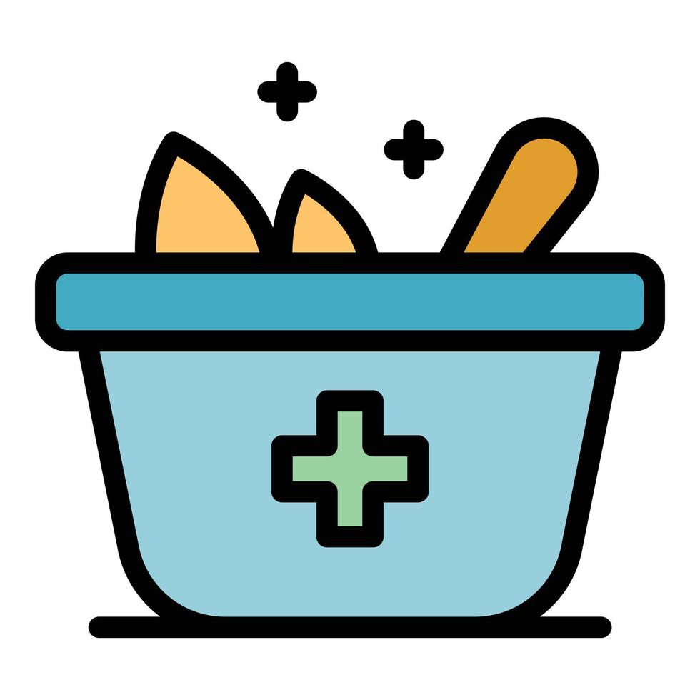 vector de contorno de color de icono de cesta de medicina
