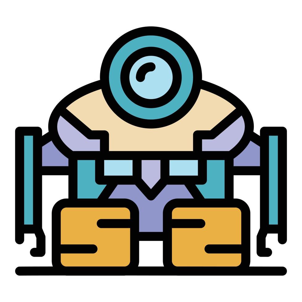 Robot cyborg icon color outline vector