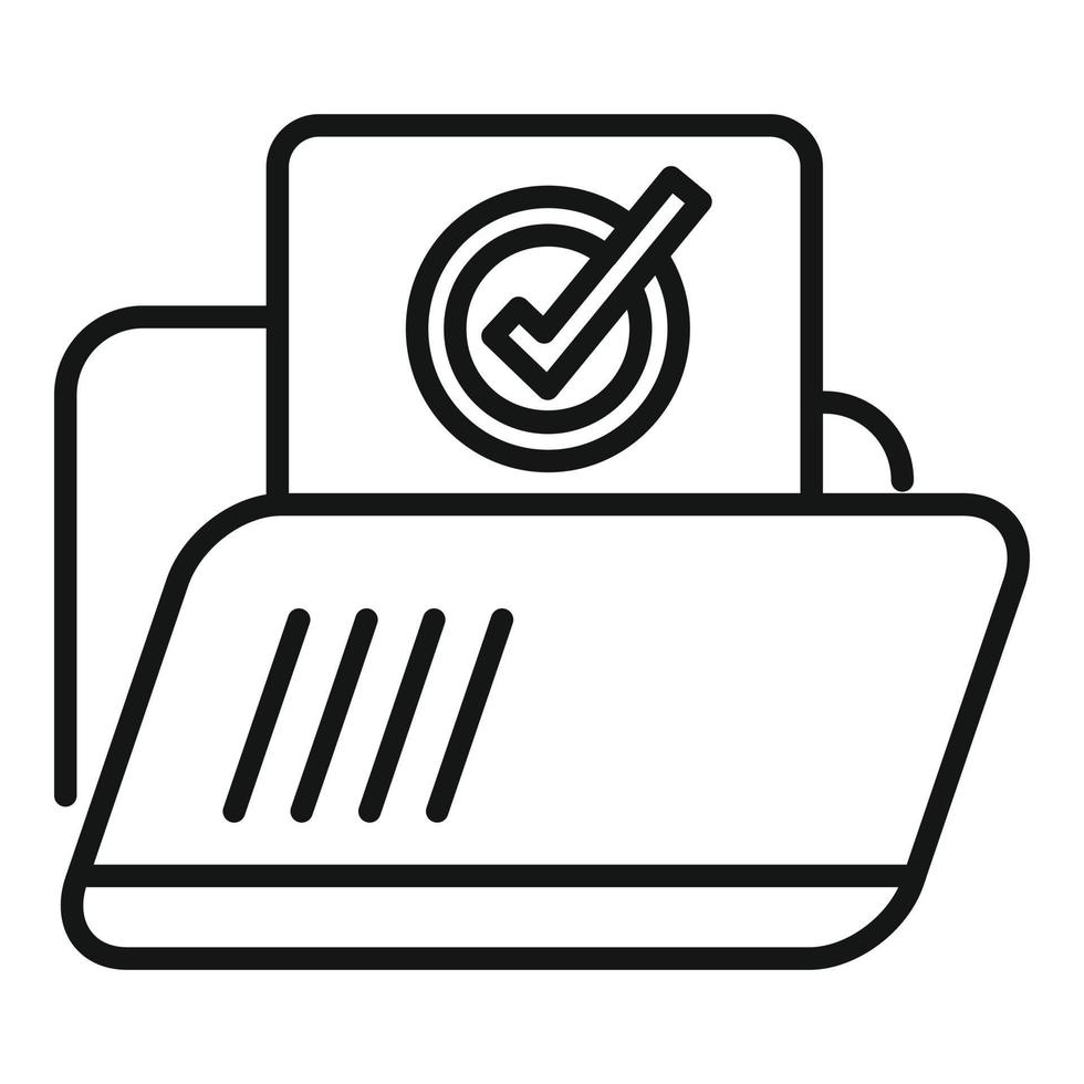 Approved folder icon outline vector. Complete work vector