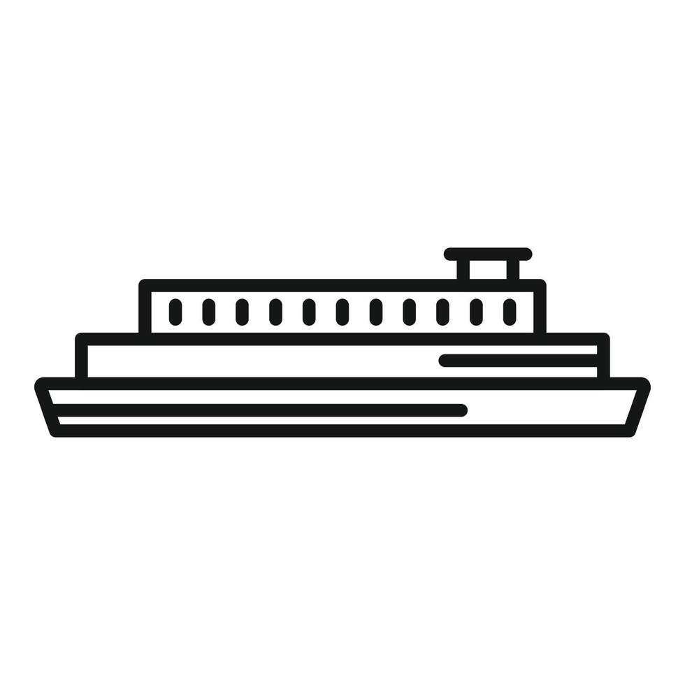 vector de contorno de icono de ferry de carga. barco fluvial