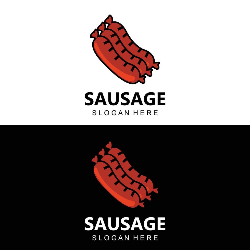 Sausage Logo, Modern Food Vector, Design For Grill Food Brands, BBQ, Sausage Shop, Hotdog vector