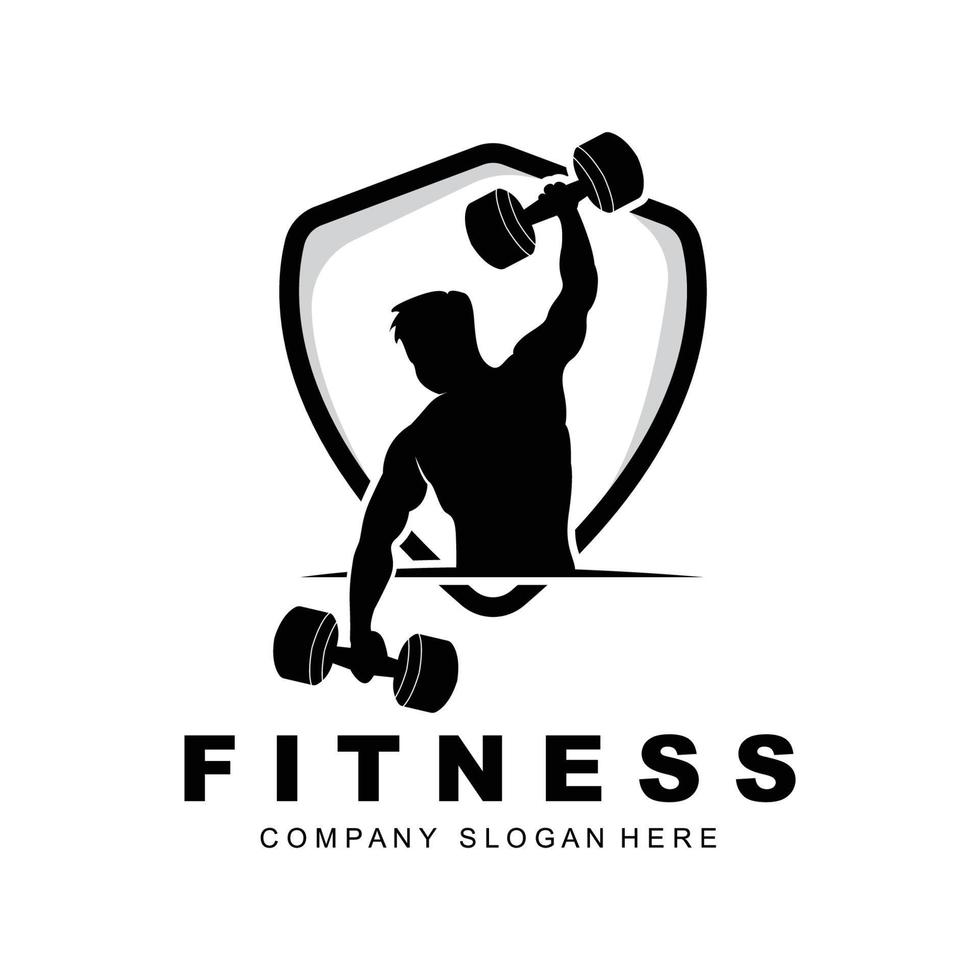 Gym Logo, Fitness Logo Vector, Design Suitable For Fitness, Sports Equipment, Body Health, Body Supplement Product Brands vector