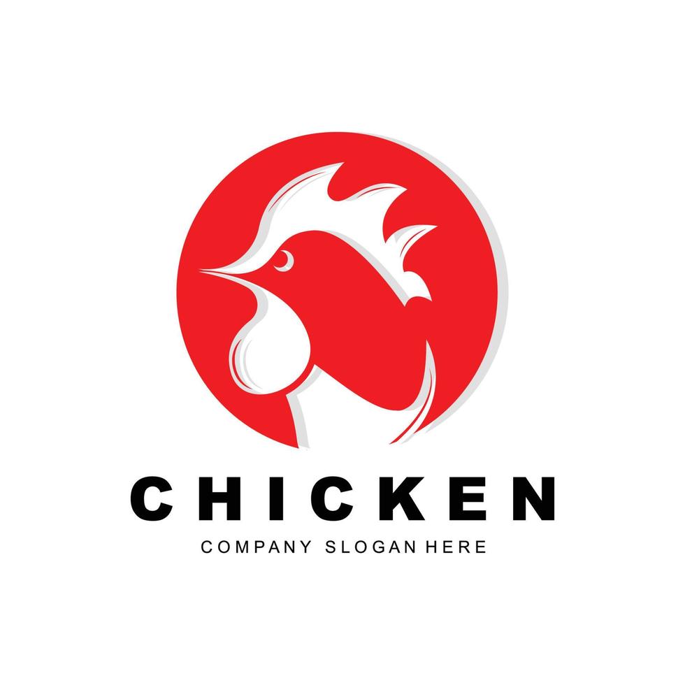 logotipo de pollo, vector de animales de granja, diseño para granja de pollos, restaurante de pollo frito, cafetería