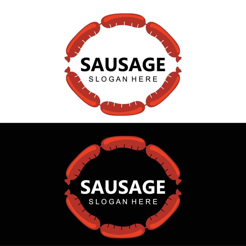 Sausage Logo, Modern Food Vector, Design For Grill Food Brands, BBQ, Sausage Shop, Hotdog vector