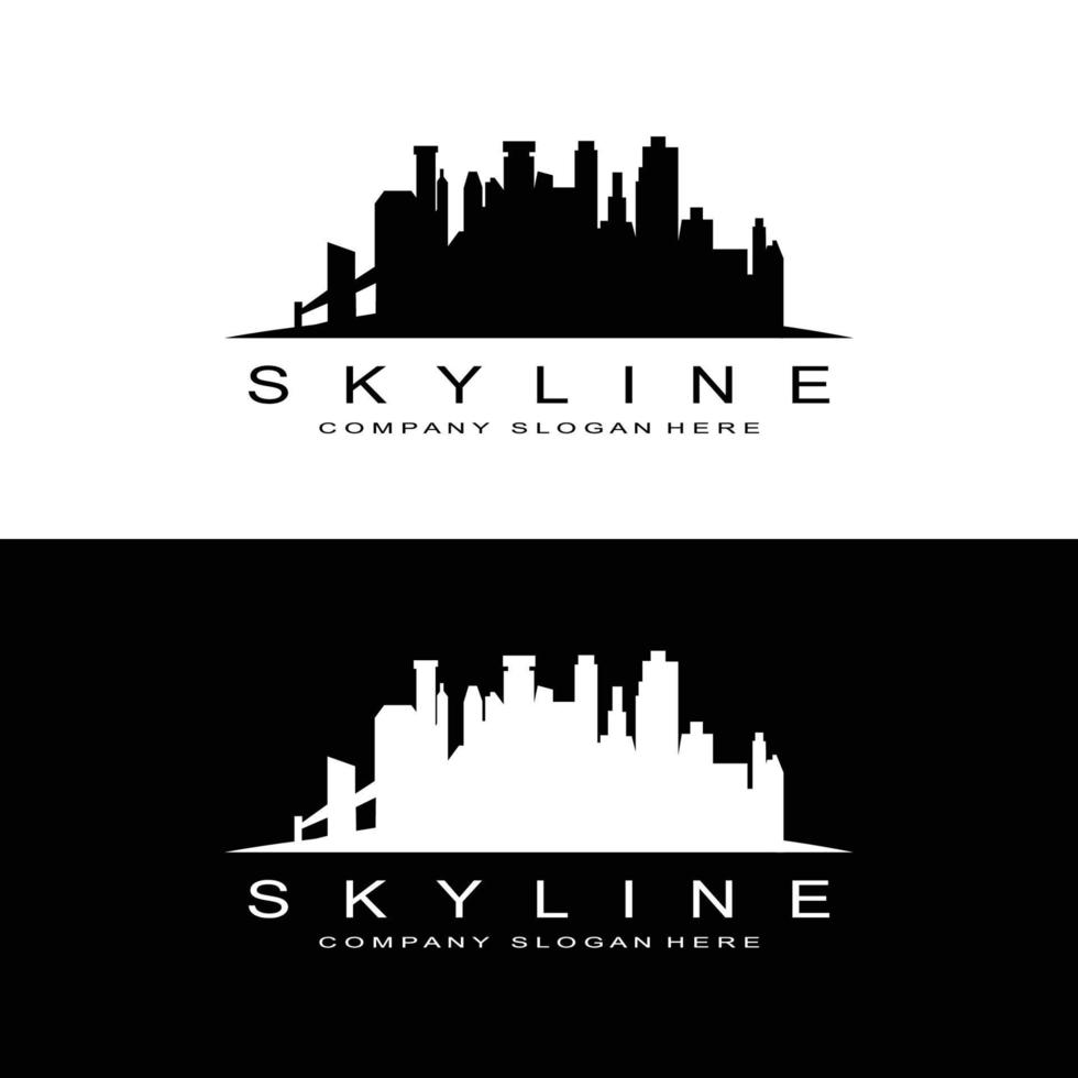 Skyline Logo Design, Cityscape Vector Tall Buildings, City Building Fit Design, Banner Template Construction Company