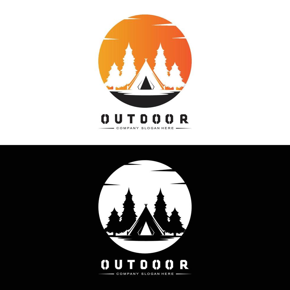 Campfire Logo Design, Camping Vector, Wood Fire And Forest Design vector