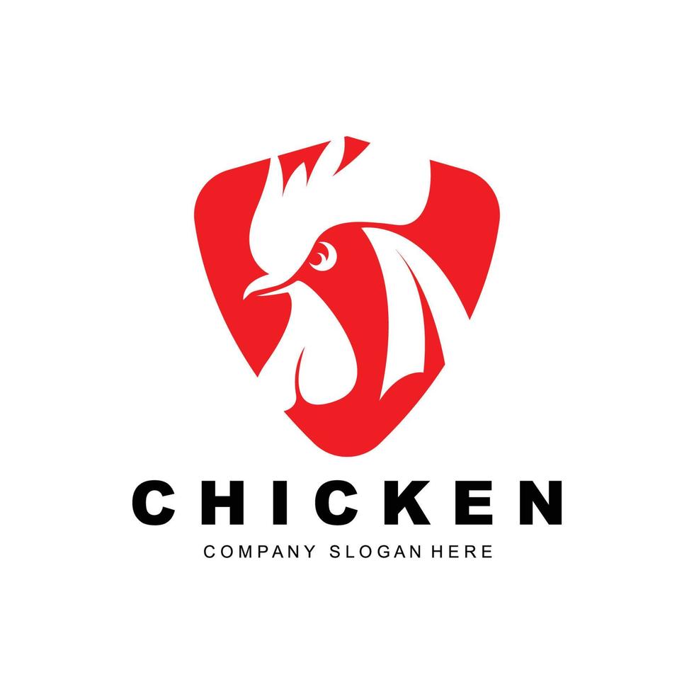 logotipo de pollo, vector de animales de granja, diseño para granja de pollos, restaurante de pollo frito, cafetería