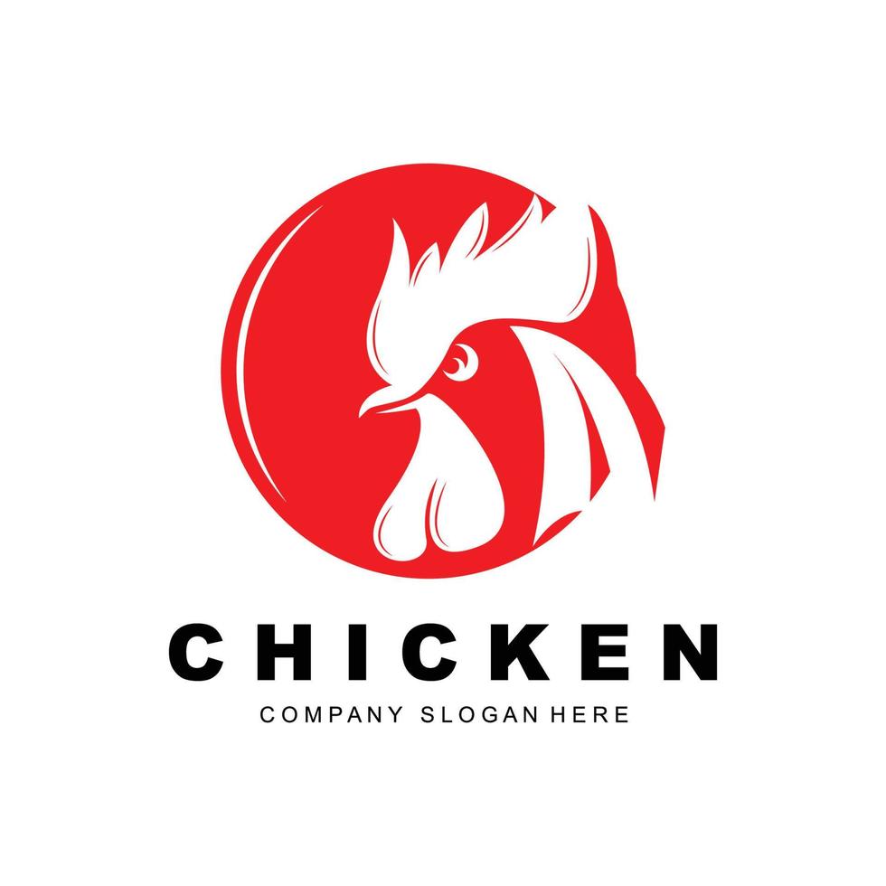 logotipo de pollo, vector de animales de granja, diseño para granja de pollos, restaurante de pollo frito, cafetería